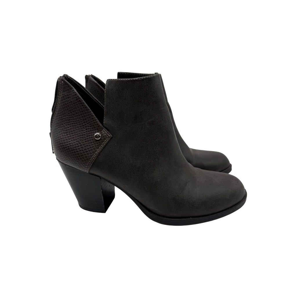 Simply Vera Vera Wang Ankle Boots Womens 7 Grey Excellent Snakeskin Block Heel